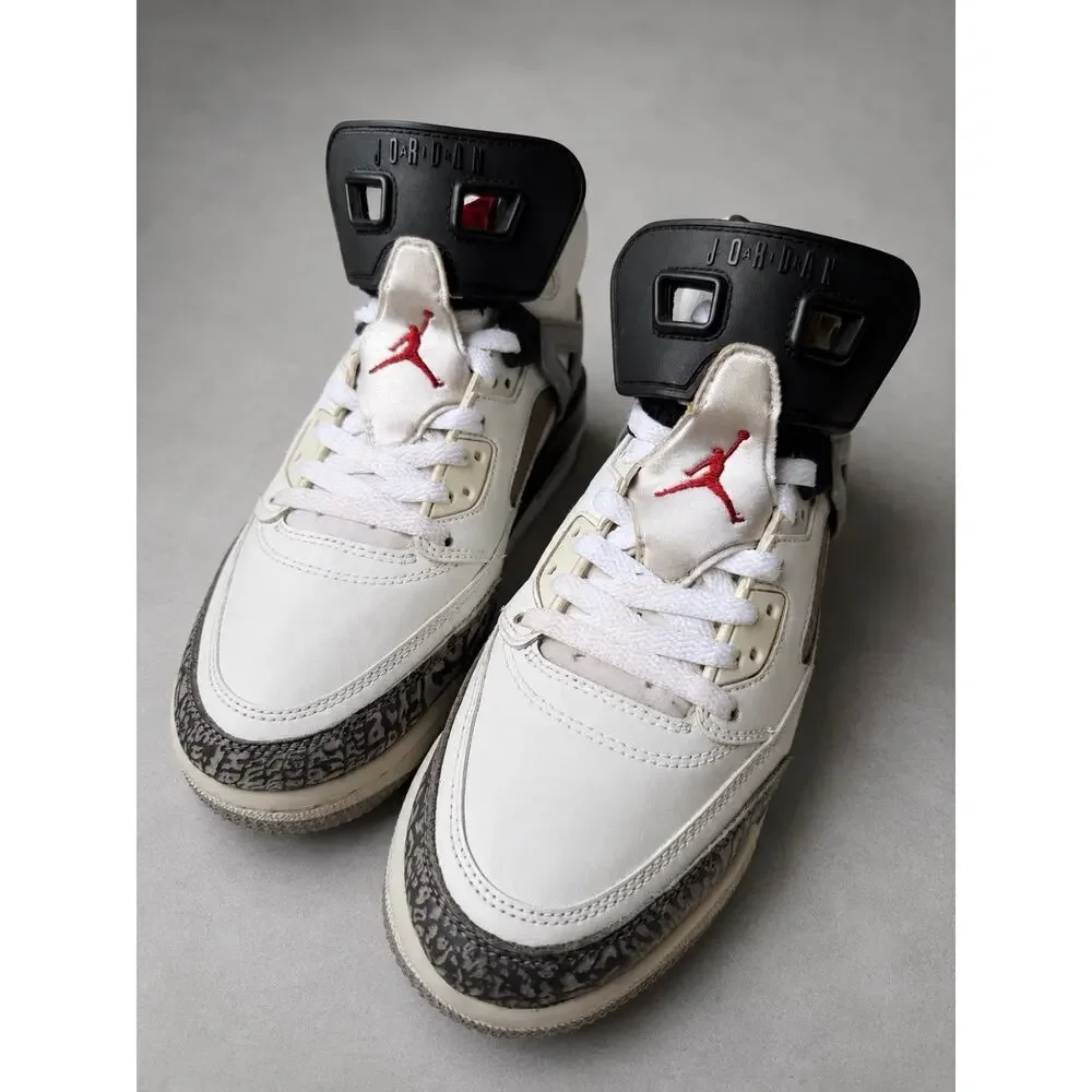 Jordan Spizike White‎ Red Black Grey High Top Basketball Sneaker Leather 7Y